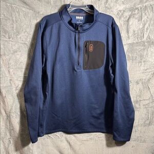 Bass Outdoor Quarter-Zip men’s XXL navy blue pullover‎ sweatshirt zip pocket